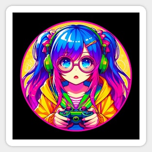 Neon gamer girl Sticker